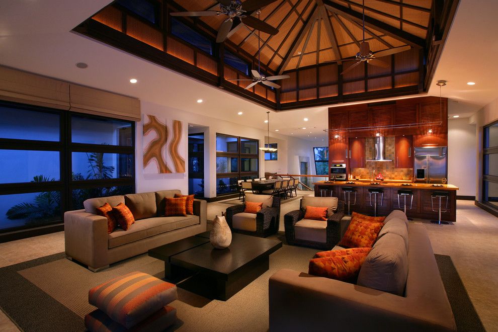 Movie Theater Clarksville Tn for a Tropical Living Room with a Ocean View and Captiva House by K2 Design Group, Inc.