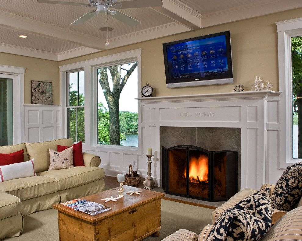 Multi Generational Homes for a Traditional Family Room with a Coffered Ceiling and Every Room Has a Story by Teakwood Builders, Inc.