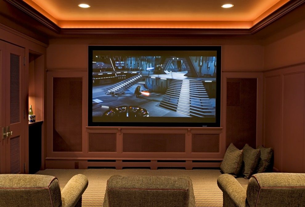 Murfreesboro Movie Theater for a Traditional Home Theater with a Cove Lighting and Media Room by Smith & Vansant Architects Pc