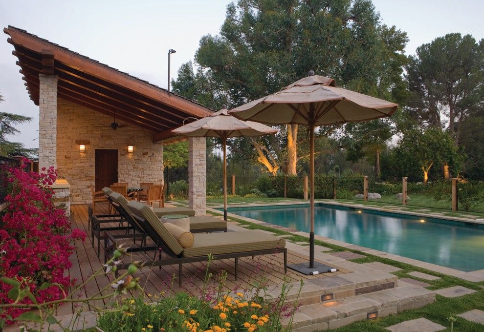 My Gym Encino for a Traditional Pool with a Umbrella and Swimming Pool and Cabana by Jdfields In