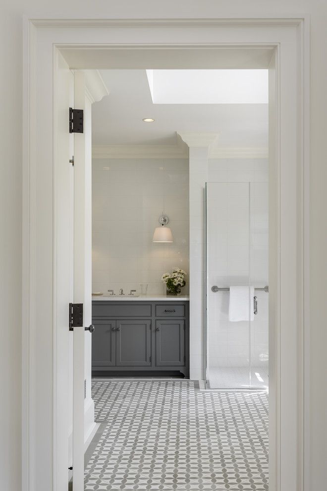 Nanz for a Farmhouse Bathroom with a Wall Sconces and Pool House in the Country by Crisp Architects