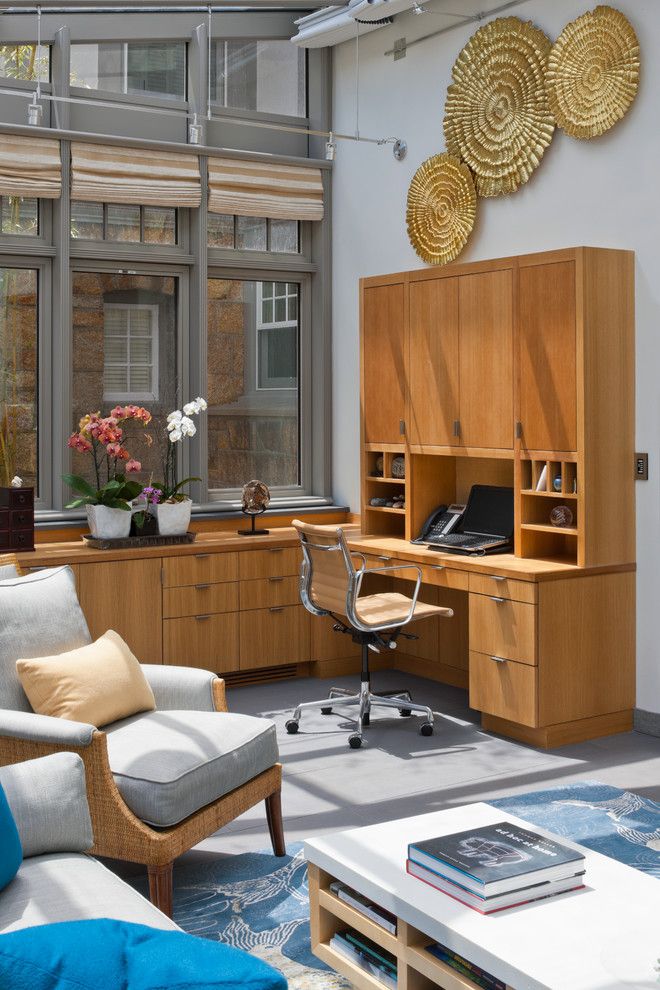 Napa Century Theater for a Contemporary Home Office with a Blue Area Rug and Sea Glass by Siemasko + Verbridge