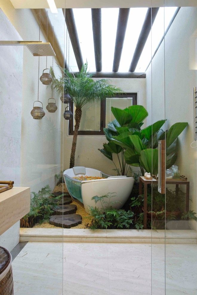 National Tropical Botanical Garden for a Contemporary Bathroom with a Atrium and Bathroom by Eduarda Correa Arquitetura & Interiores