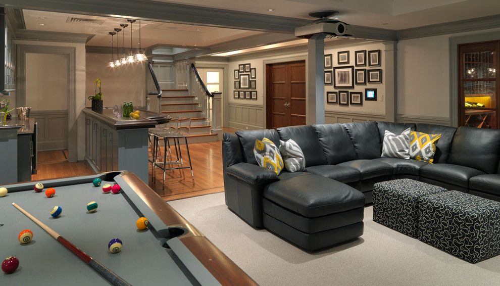 Nba Hardwood Classics for a Traditional Basement with a Billiards and Classical Shingle by Jan Gleysteen Architects, Inc