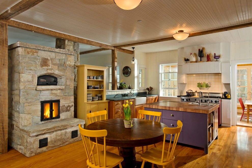 New York Points of Interest for a Farmhouse Kitchen with a Kitchen Table and Leed Platinum Home by Phinney Design Group