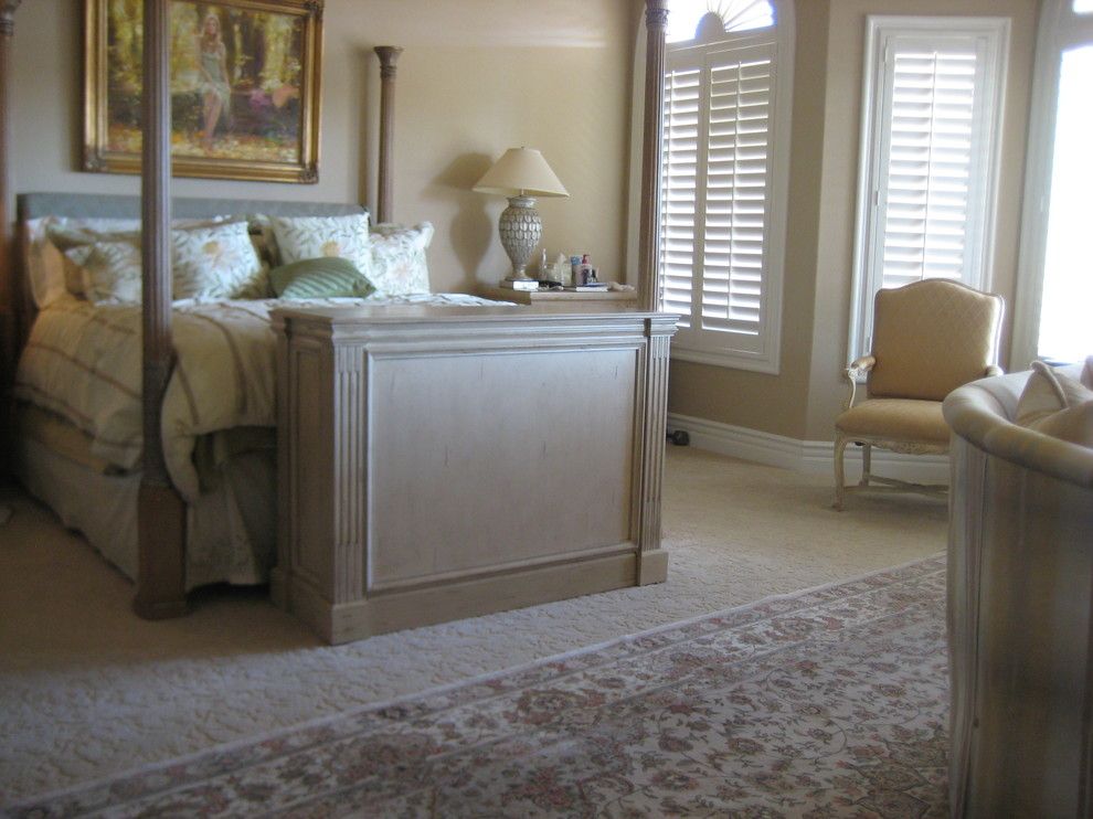 Newark Screens for a Transitional Bedroom with a Tv Lift Console and Tv Lift Cabinet at Foot of the Bed. Tv Lift Cabinets by Cabinet Tronix by Tv Lift Cabinet by Cabinet Tronix