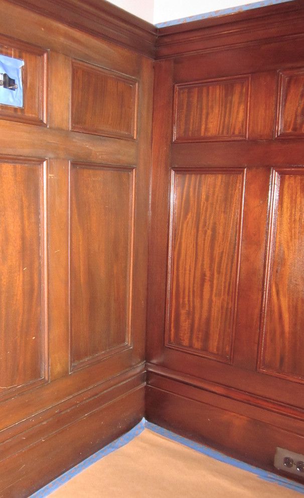 Nj License Restoration for a Traditional Dining Room with a Mahogany Paneling and Montclair, Nj Victorian Before & After by Ariana Hoffman: Ah & Co. Decorative Artisans