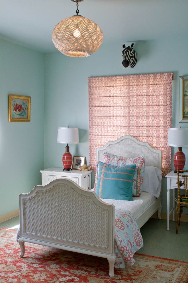 Nora Lighting for a Contemporary Bedroom with a Turquoise and Charmean Neithart Interiors by Erika Bierman Photography