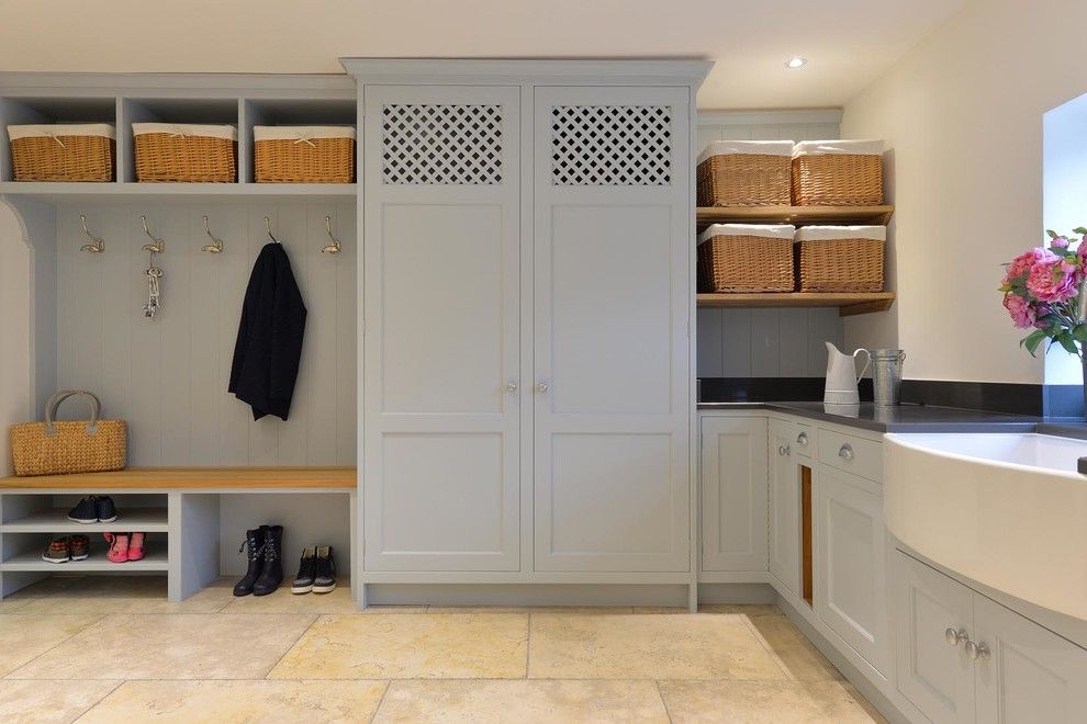 North Country Storage Barns for a Traditional Laundry Room with a Storage Baskets and Kitchens by Djb Photography