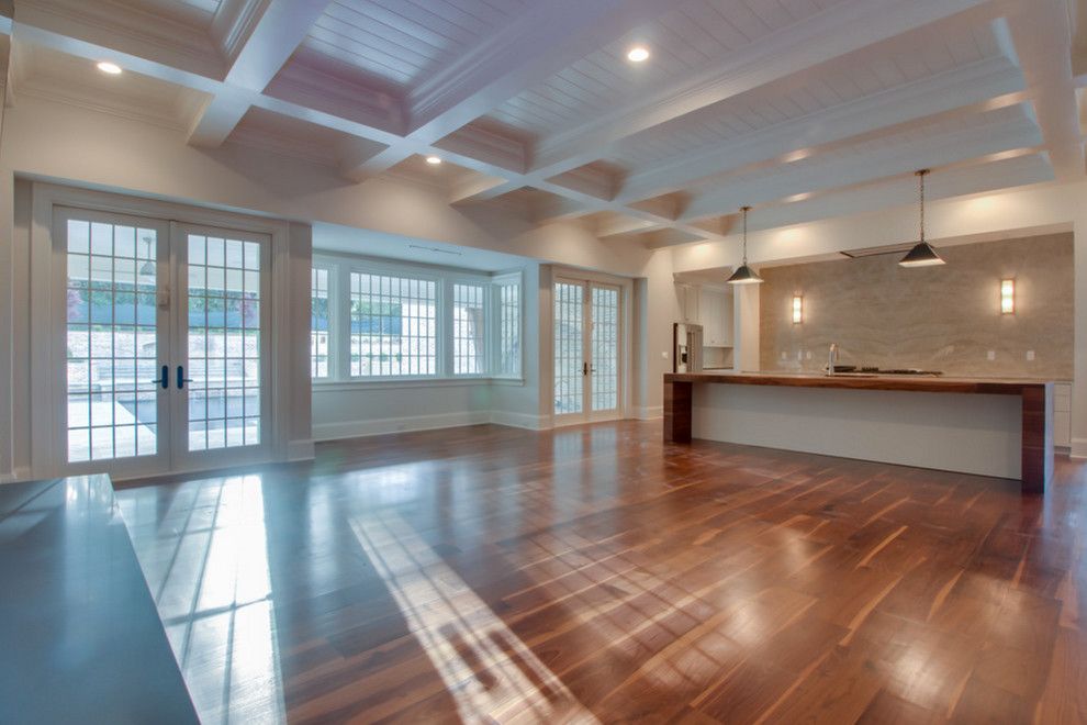 Oaks of Denton for a Transitional Living Room with a Wood Ceiling and Charlotte, Nc American Black Walnut Flooring by Oak & Broad