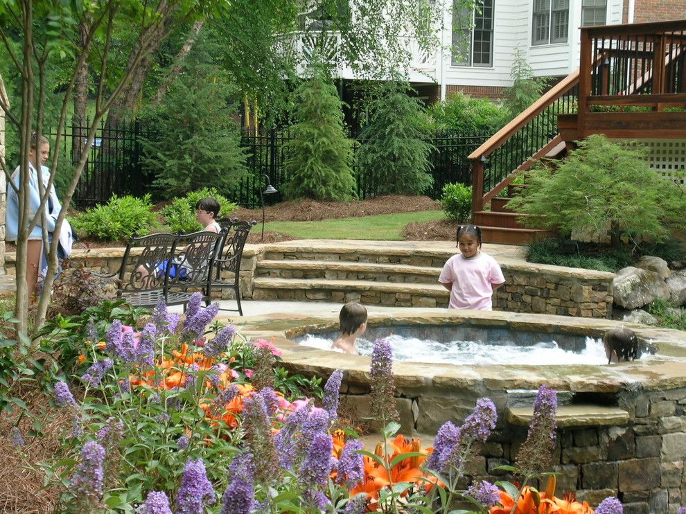 Oasis Spa Atlanta for a Traditional Deck with a Stone and Bond by Legacy Landscape Design, Llc