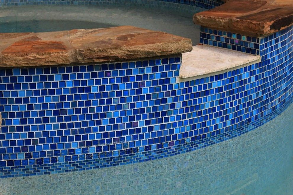 Oasis Spa Atlanta for a Traditional Spaces with a Travertine Spillover Stone and Custom Tile Work by Mayan Pools & Sports Construction, Llc