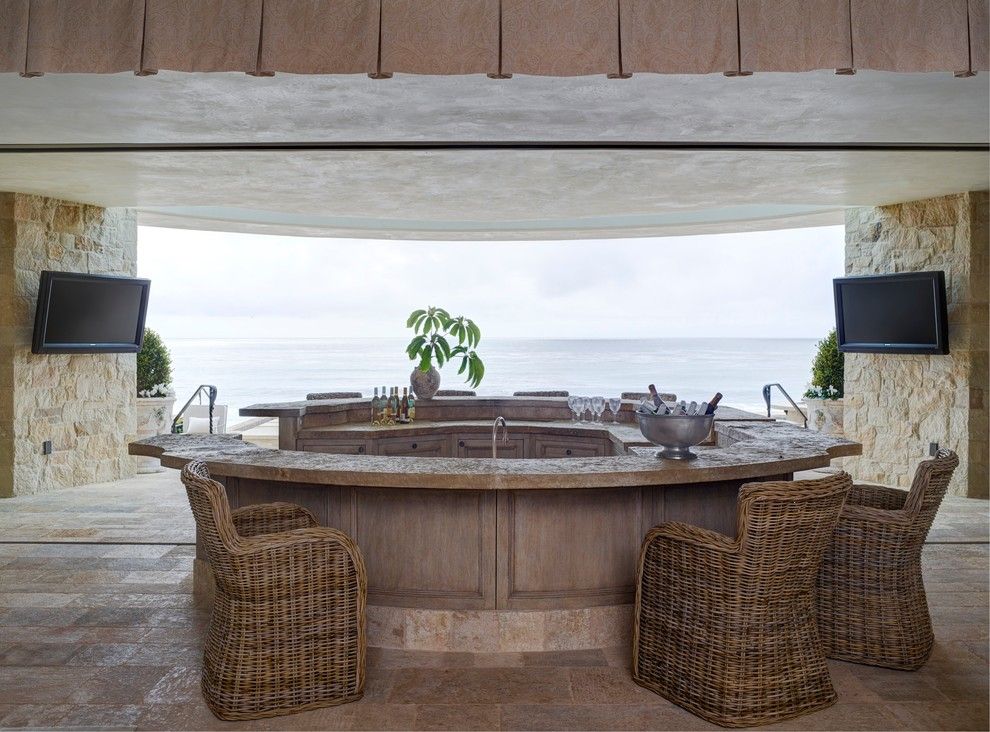 Oblivion Tom Cruise for a Mediterranean Home Bar with a Wet Bar and Beach House at the Strand, Dana Point, Ca by Homer Oatman, Aia