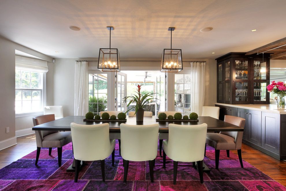 Olson Rug for a Contemporary Dining Room with a Wood Flooring and House in Redding, Fairfield County, Ct by Callaway Architects, Llc