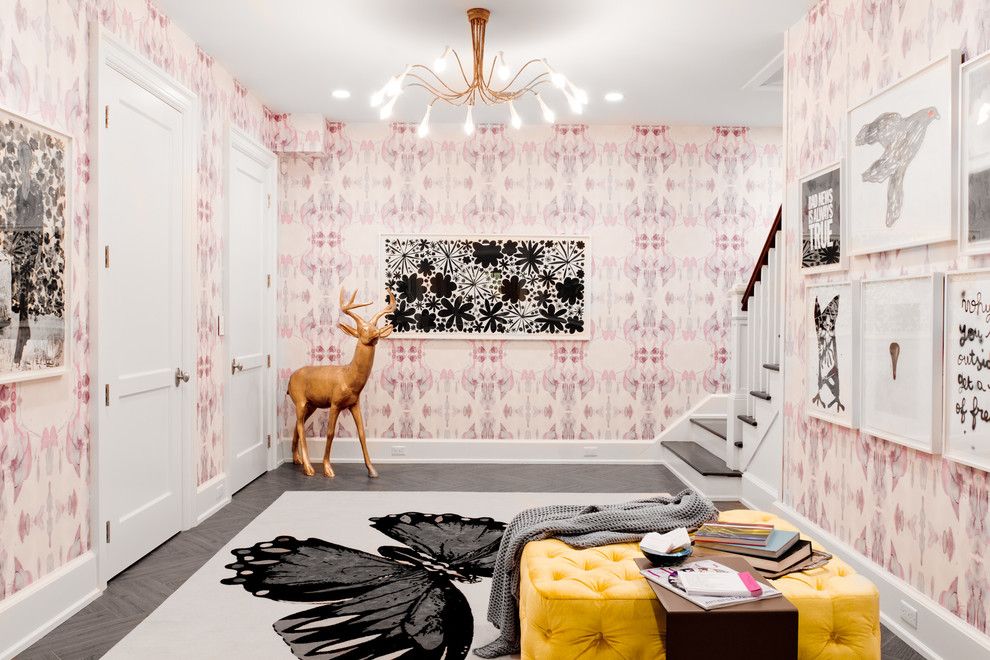 Olson Rug for a Contemporary Hall with a Deer Sculpture and Fawn Galli Interior Design, Getaway to the 2013 Holiday House Hamptons by Rikki Snyder