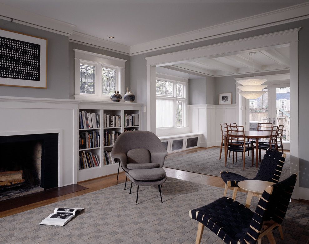 Olson Rug for a Traditional Living Room with a Built in Bookshelf and Sheri Olson by Sheri Olson Architecture Pllc
