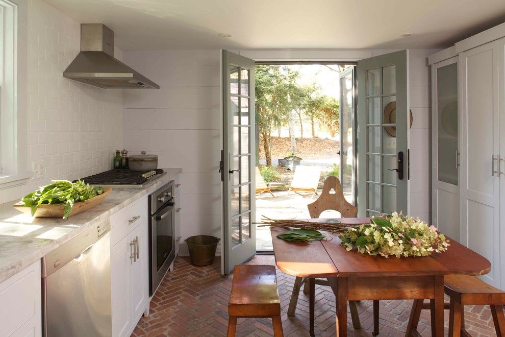 Orenco Gardens for a Farmhouse Kitchen with a Wood Paneling and Kinderhook House by James Dixon Architect Pc