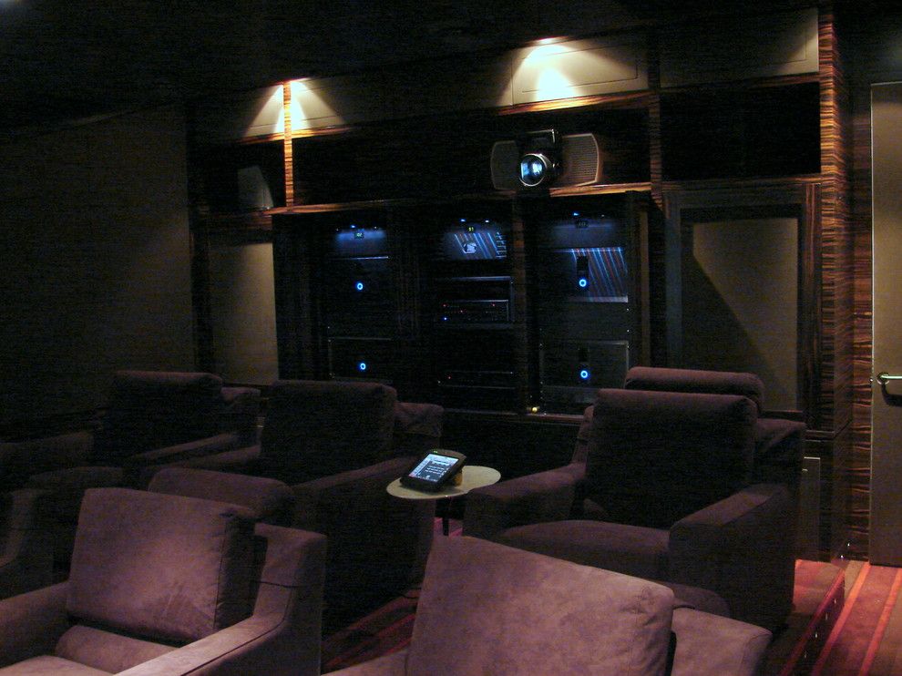 Orland Park Theater for a Contemporary Home Theater with a Contemporary and Office, Bar & Theater by South Park Design Build