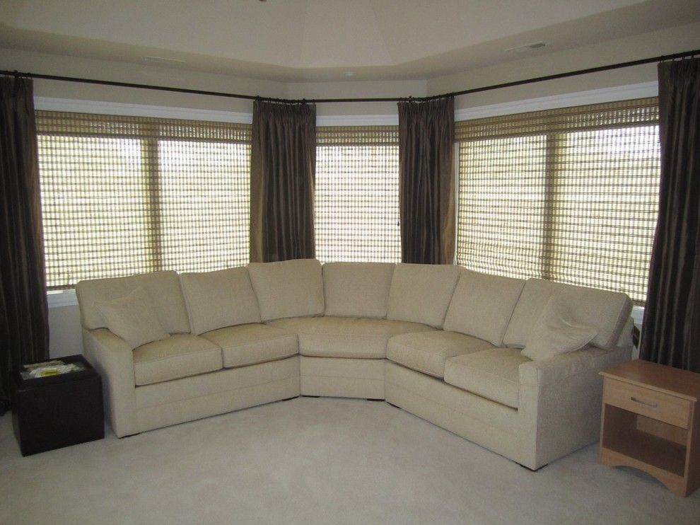 Orland Park Theater for a Traditional Home Theater with a Bay Window and Custom Window Treatments by Ethan Allen by Ethan Allen of Orland Park, Il