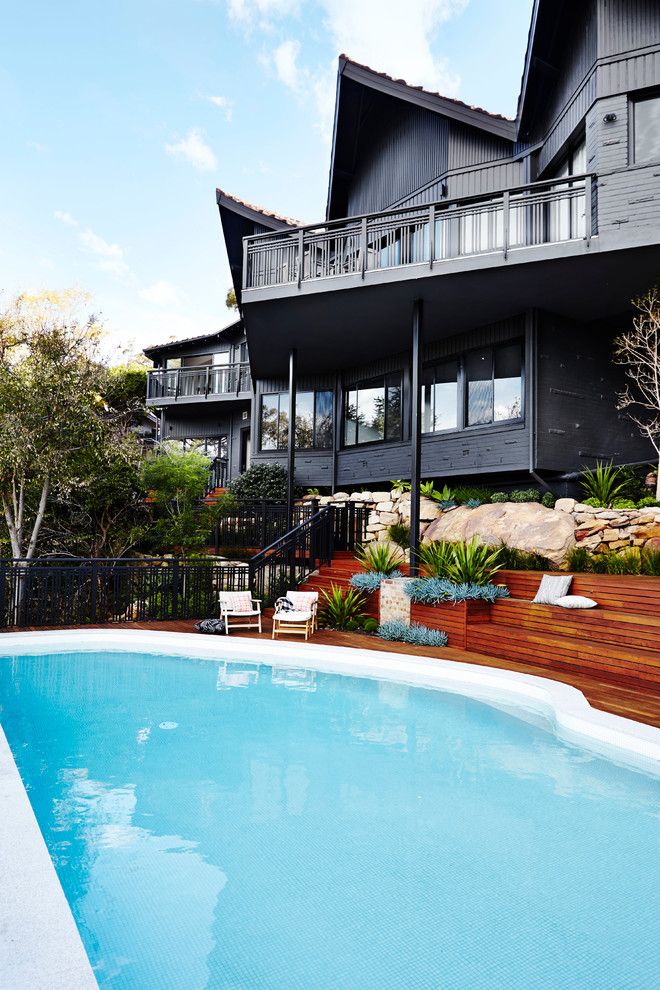 Outdoor Basketball Courts Near Me for a Asian Pool with a Railing and Castlecrag House by Jeff Karskens Designer