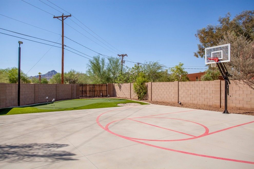 Outdoor Basketball Courts Near Me for a Traditional Landscape with a Backyard Putting Green and Our Work by Two Hawks Design and Development