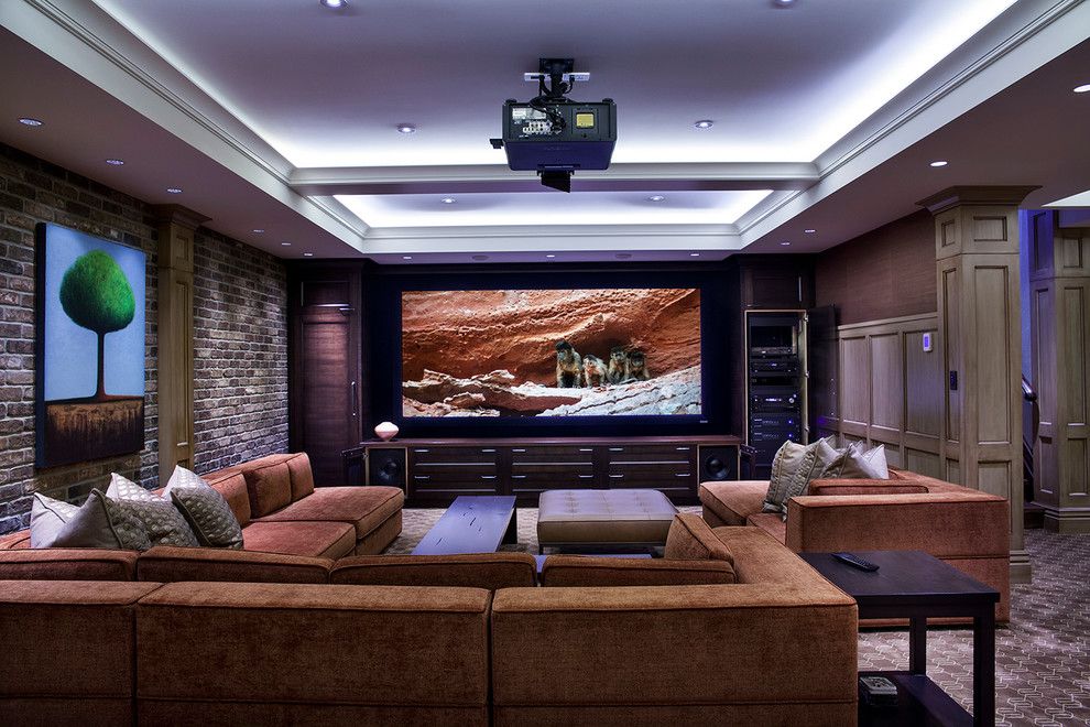 Outer Banks Furniture for a Transitional Home Theater with a Cedia and Cedia 2013 Triple Gold Winning Project 