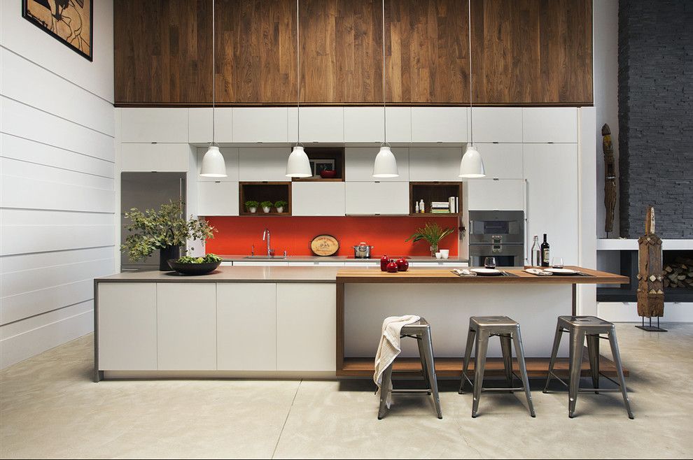 Pacific Energy Wood Stove for a Contemporary Kitchen with a Contemporary and Family Loft by Zeroenergy Design