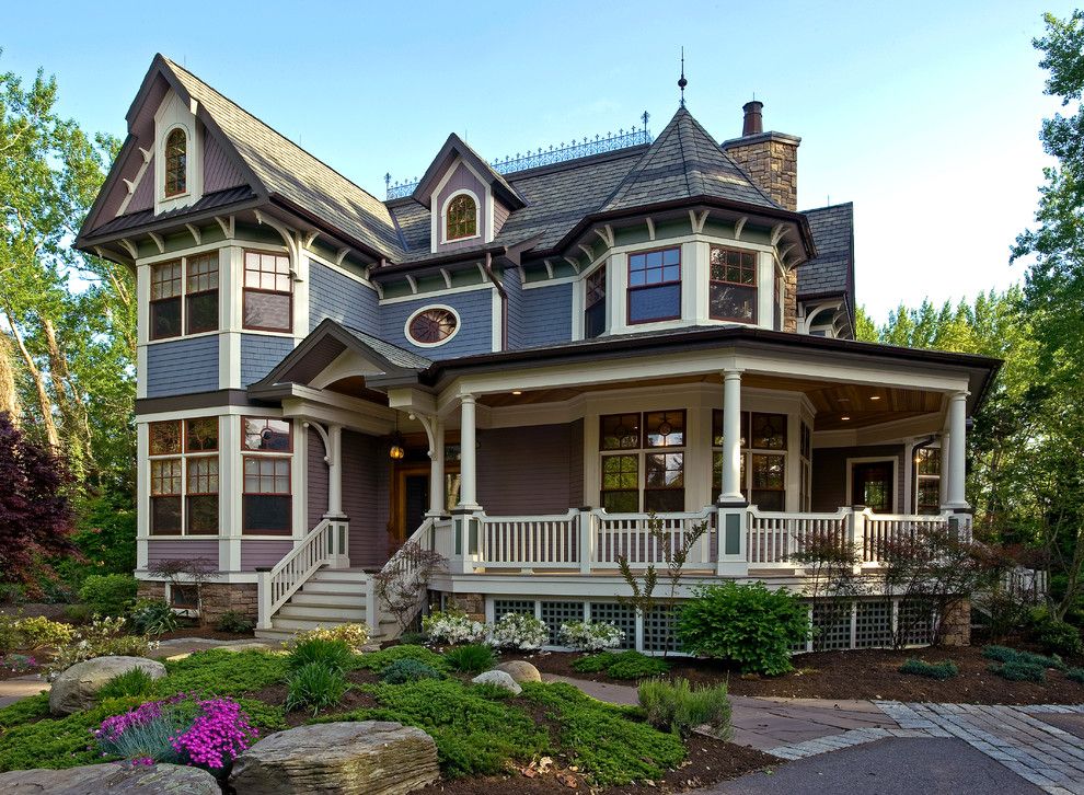 Paint Aluminum Siding for a Victorian Exterior with a Rock Landscape and Traditional Exterior by Degnan Design Group + Degnan Design Build