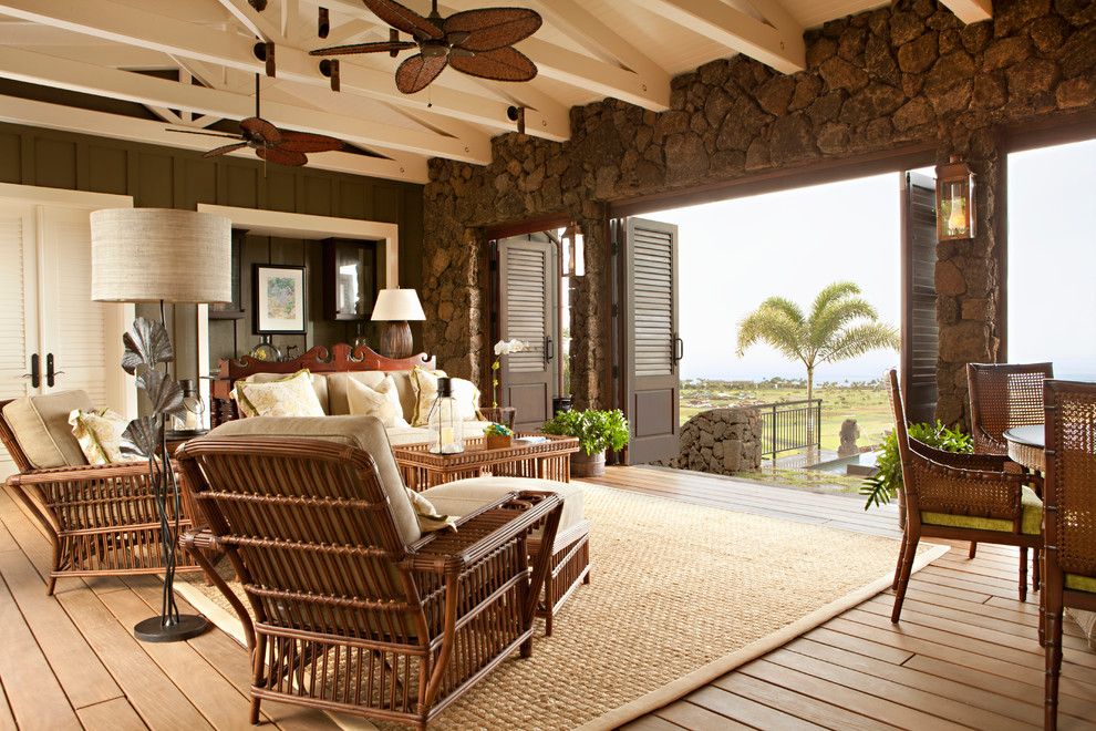 Palecek for a Tropical Living Room with a Ocean View and Hawaii Project by Chelsea Court Designs