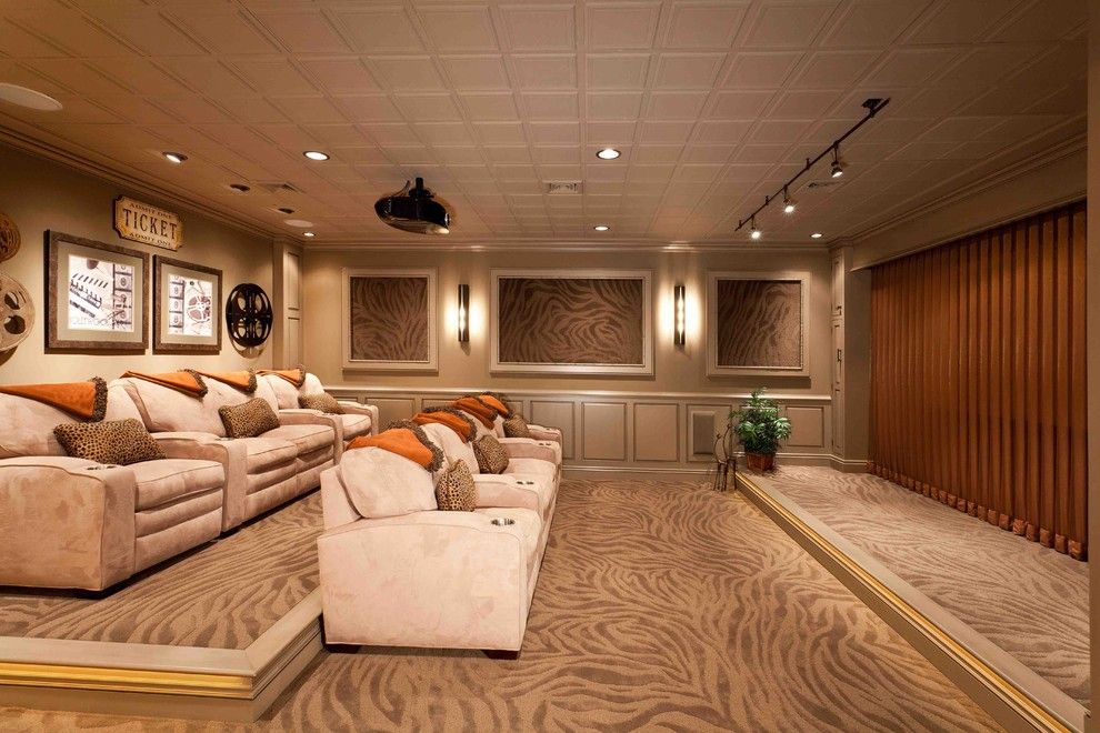 Palisades Movie Theater for a Transitional Basement with a Movie Theater and Movie Theater Room by Custer Design Group