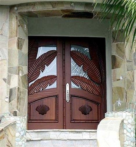 Palm Frond for a Beach Style Entry with a Island Doors and Island Series Custom Door in San Diego, Ca by Affinity Doors