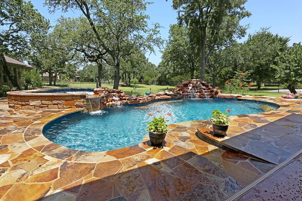 Paradise Pools and Spas for a Contemporary Pool with a Pool Spa and Tricky Custom Pool   Freeform Pool by Paradise Pools & Spas