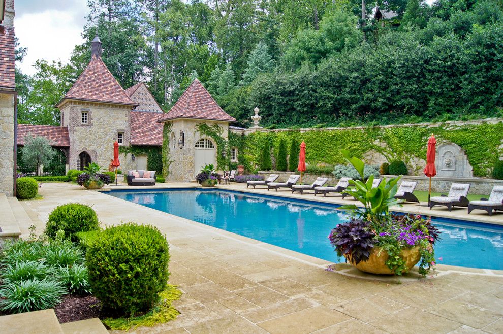 Pardee Homes Las Vegas for a Traditional Pool with a Red Umbrella and Landscape and Pool Design by Joe A. Gayle & Associates