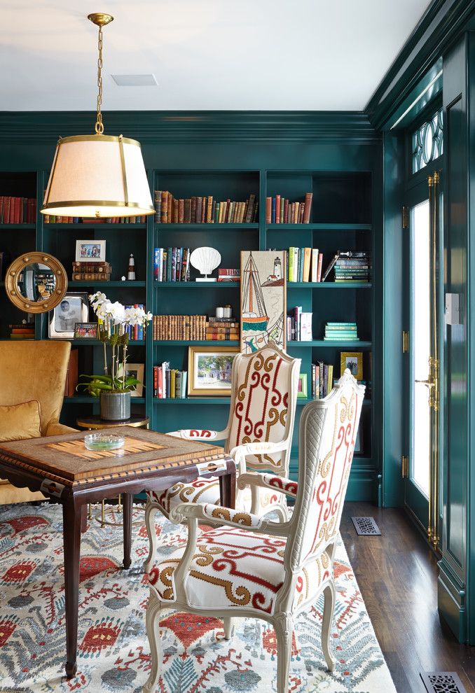 Patcraft Carpet for a Traditional Home Office with a Built in Shelves and Stone Waterfront in Greenwich, Ct by Jbmp Architecture and Interior Design