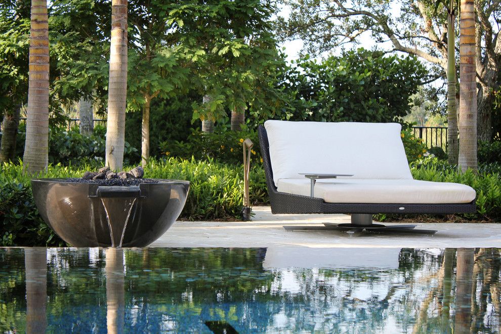 Patio Delray for a Modern Pool with a Beautiful Pools and Fire Bowl Detail by Krent Wieland Design, Inc