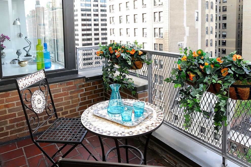 Picnic Basket Nyc for a Traditional Balcony with a Orange Flowers and Nyc Outdoor Spaces by Designed to Appeal by Designed to Appeal