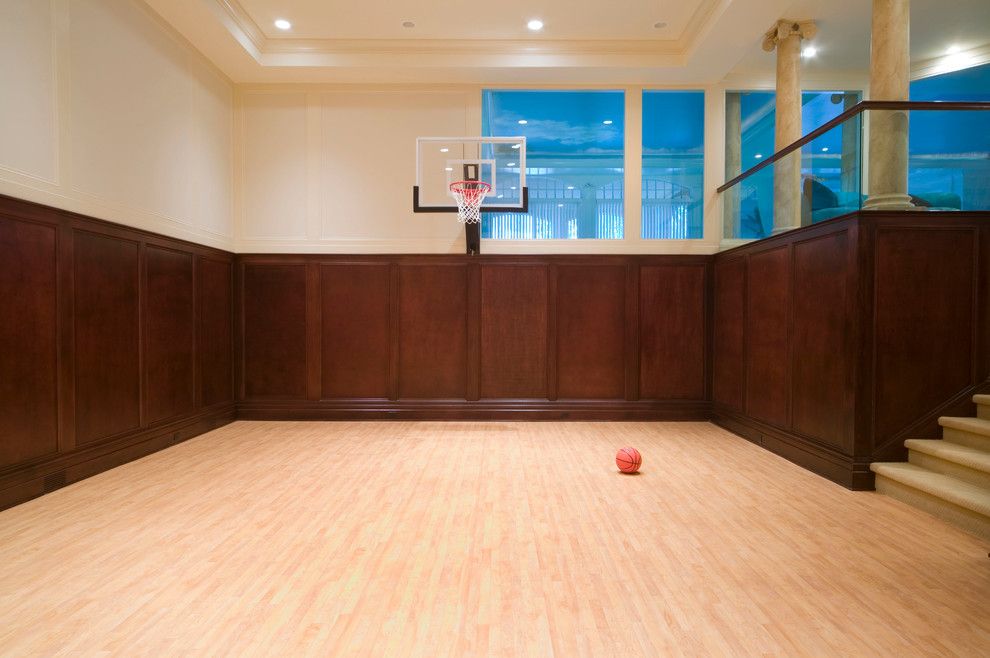 Pictures of Basketballs for a Traditional Home Gym with a Hardwood Floor and Middlebelt, Michigan by Desrosiers Architects