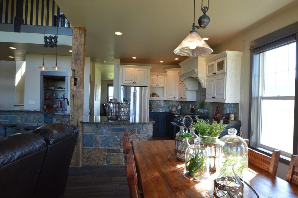 Pierce Flooring for a Rustic Kitchen with a Kitchen Islands Carts and 2015 Parade Home by Pierce Flooring & Design