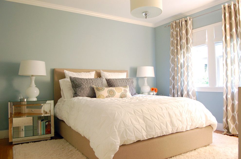 Pillow Sham for a Contemporary Bedroom with a White Wood and Noe Valley Makeover by Niche Interiors