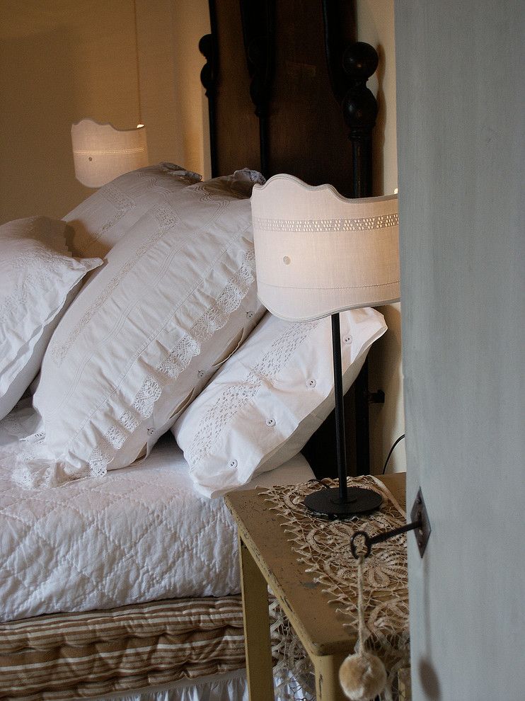 Pillow Sham for a Farmhouse Bedroom with a Custom Lamps and La Fornella by Lisa Gabrielson Design