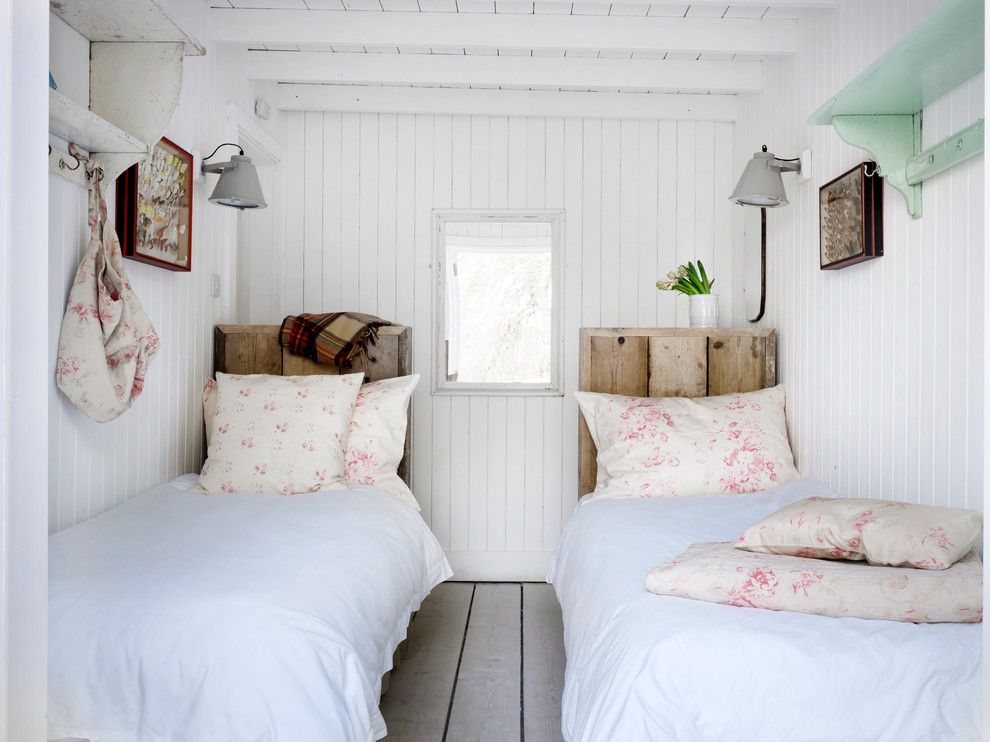 Pink Sands Bahamas for a Shabby Chic Style Bedroom with a White Walls and Winchelsea Beach by Cabbages & Roses Ltd