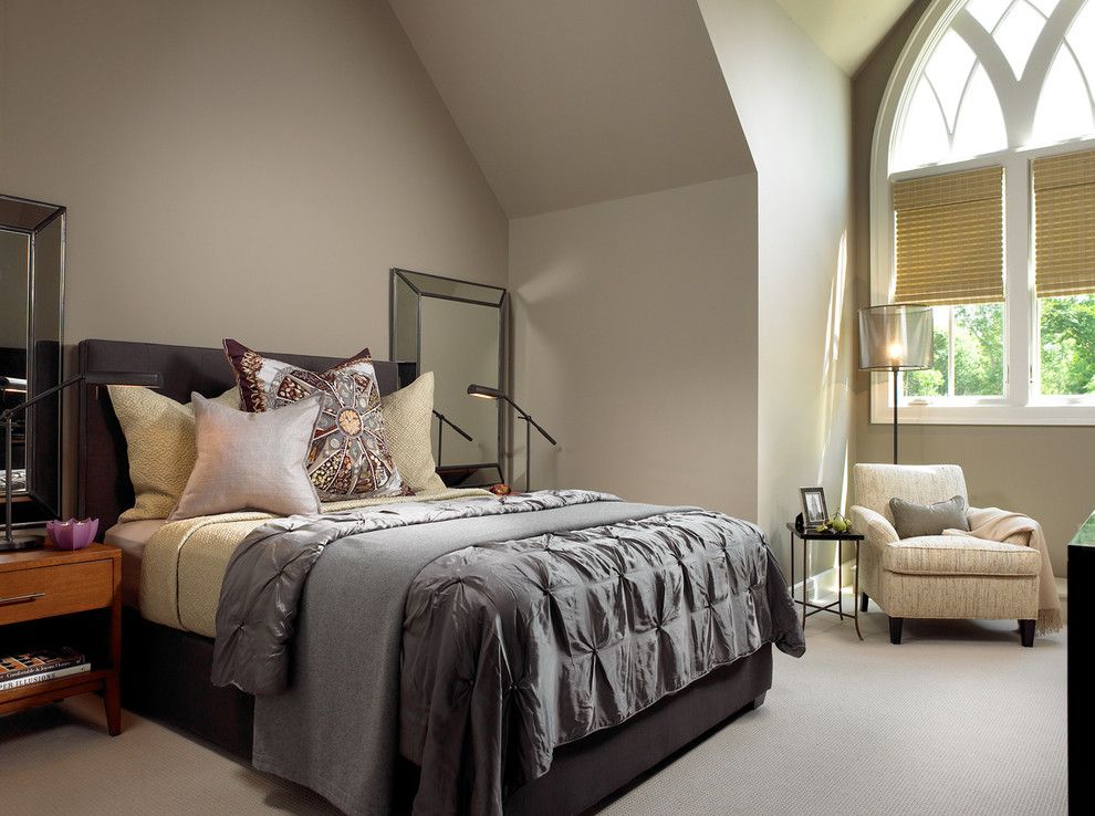 Pintuck for a Contemporary Bedroom with a Gothic and Pool House & Wine Cellar by Beckwith Interiors