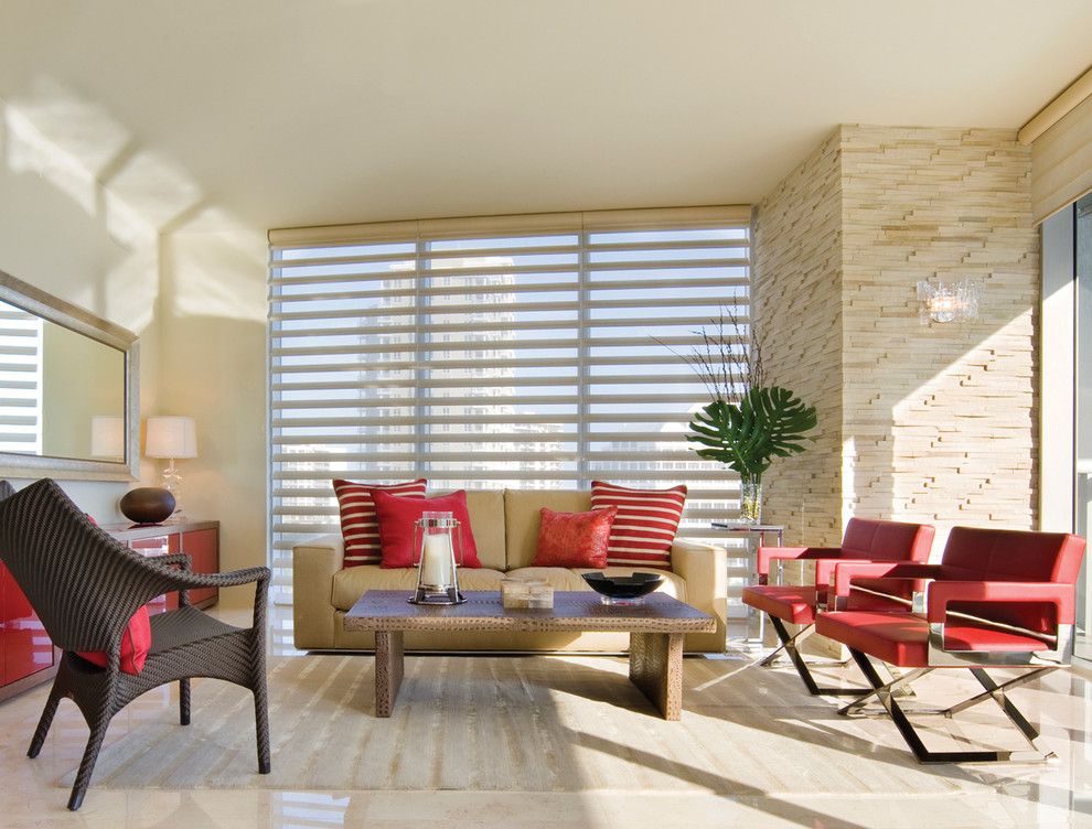 Pirouettes for a Eclectic Living Room with a Window Covering and Hunter Douglas Pirouette by Tri City Blinds