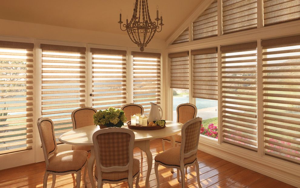 Pirouettes for a Traditional Dining Room with a Pirouette and Hunter Douglas Pirouette by Tri City Blinds