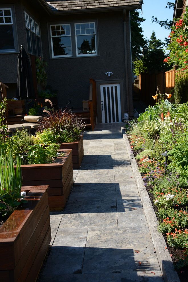 Planting Basil for a Transitional Landscape with a Yew and Raised Vegetable / Ornamental Garden 2015 by Glenna Partridge Garden Design