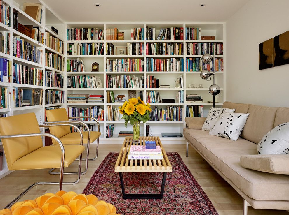 Planting Sunflowers for a Contemporary Living Room with a Nelson Bench and Sausalito Hillside Remodel by Turnbull Griffin Haesloop