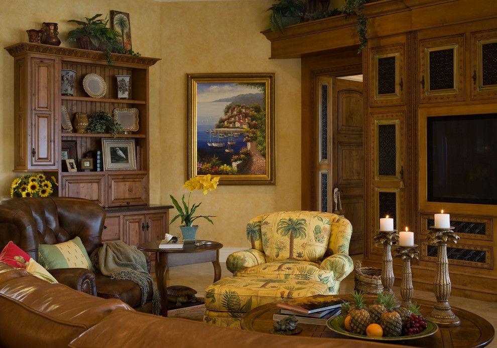 Planting Sunflowers for a Traditional Family Room with a Leather Armchair and Casa Paralea by Jma Interior Design