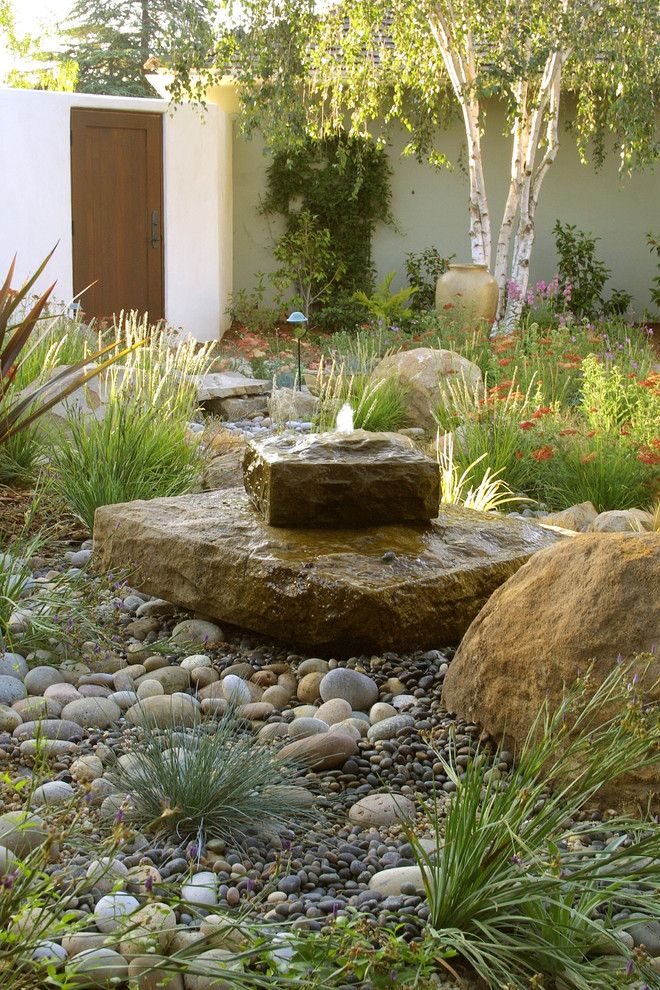 Planting Wildflowers for a Mediterranean Landscape with a Water Feature and Grace Design Associates by Margie Grace   Grace Design Associates