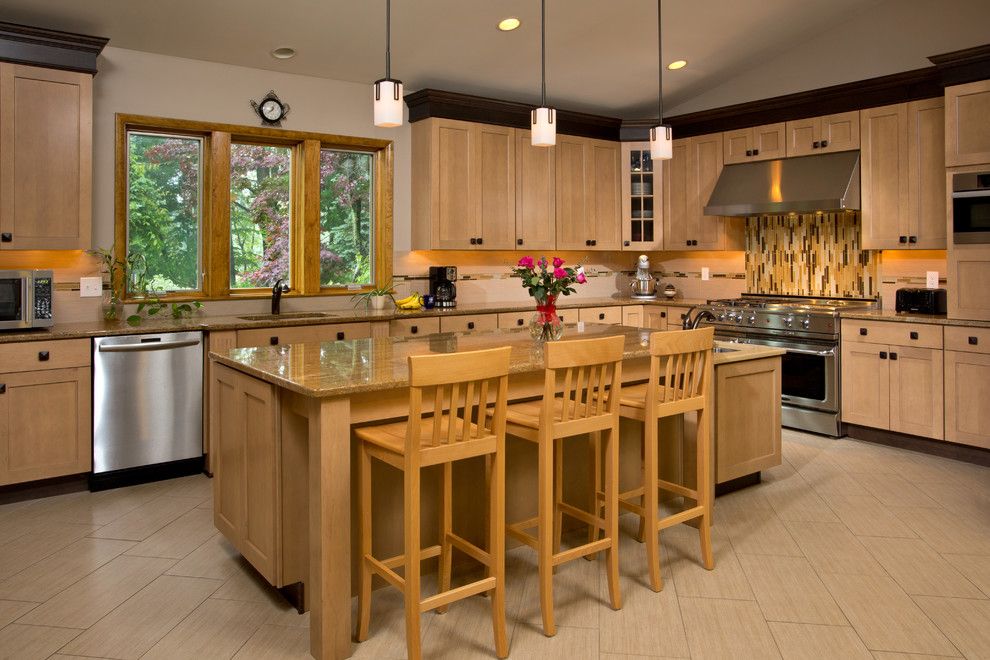 Pleasure Island Orlando for a Transitional Kitchen with a Wolf Range and Iron and Wood by Teakwood Builders, Inc.