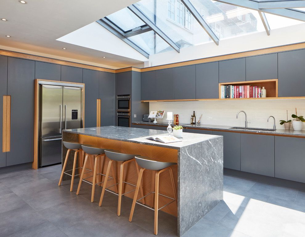 Plumbers Supply Louisville for a Contemporary Kitchen with a Cookbooks and Bespoke Kitchen in London Townhouse by Extreme Design